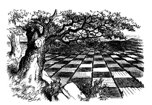 Alice Through the Looking Glass - The Countryside Looks Like a Chess Board.