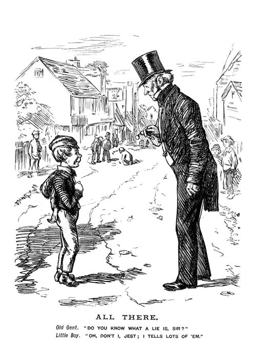 A Young Boy Talking To An Old Gentleman.