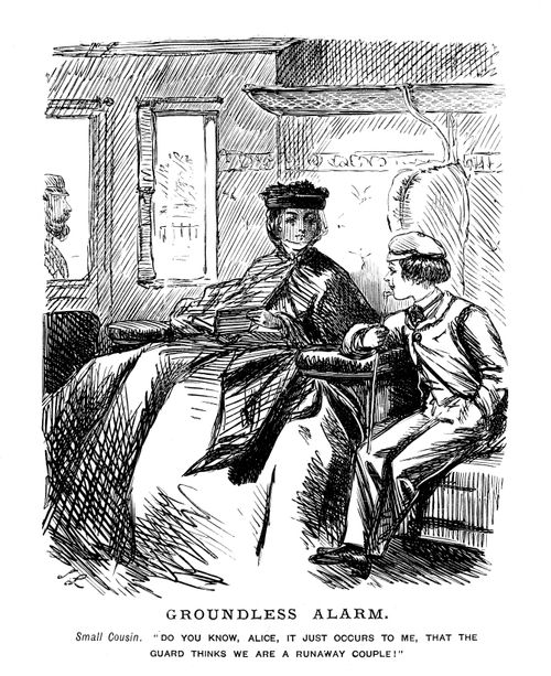 A Woman and Boy on a Train.