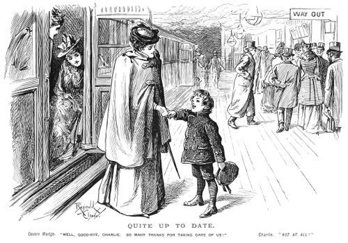 Lady says goodbye to younger cousin at the station