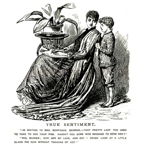 Boy talking to his mother