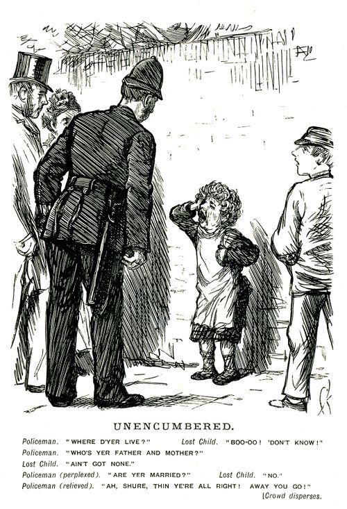 Policeman talking to lost child