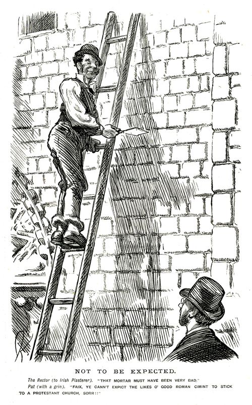 Irish plasterer working on a church