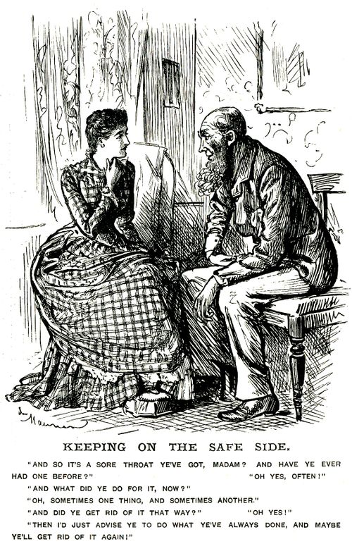 Doctor visiting a lady with a sore throat