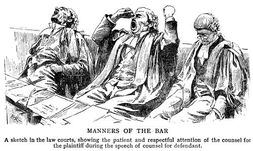 Yawning barristers in court