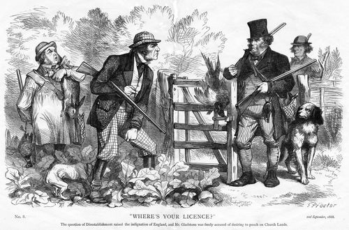Gladstone accused of paoching on Church land, regarding his support of disestablishment