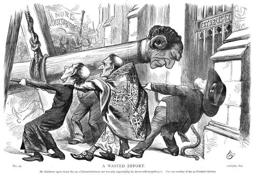 Gladstone as a battering ram, calling for disestablishment