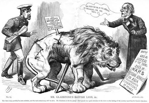 Gladstone's message that the British people would not support Turkey against Russia in the Balkans