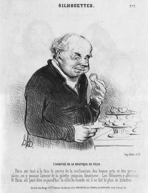 Parisian man eating pastries