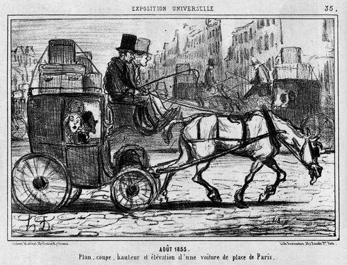 World Exhibition - August 1855 - Ground-plan, section, height and elevation of a Parisian cab