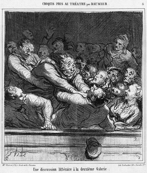 Theatre Sketches by Daummier - A literary discussion on the second gallery