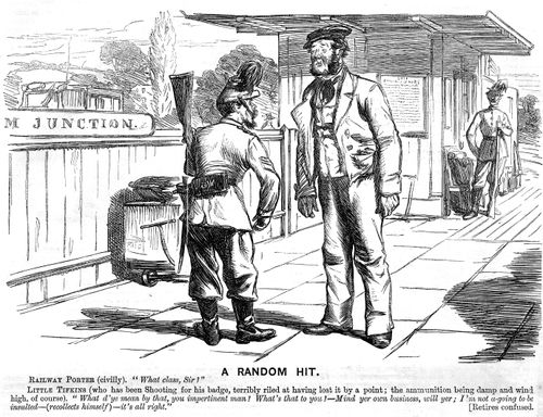 Railway porter asking a soldier 'What class?'