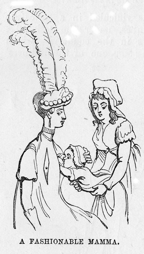 'The Fashionable mamma, or the convenience of a modern dress' in the 1790s