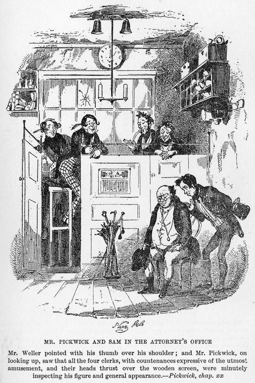 Mr. Pickwick and Sam in the attorney's office