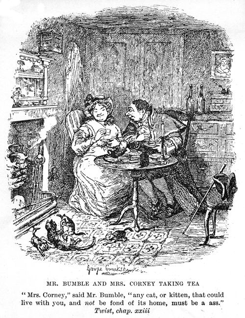 Mr. Bumble and Mrs. Corney taking tea