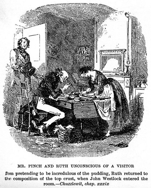 Mr. Pinch and Ruth unconscious of a visitor