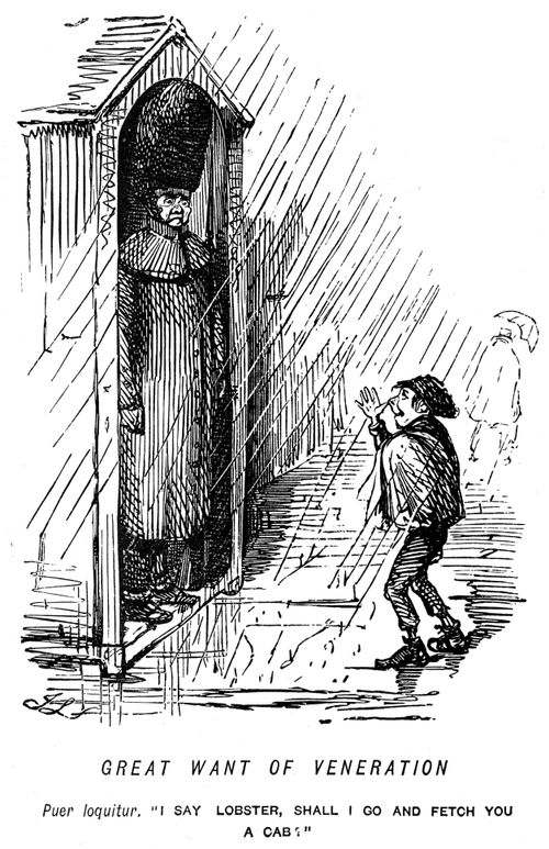 Boy teasing a guard