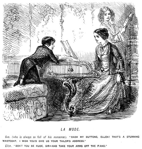 Boy commenting on a lady's clothes