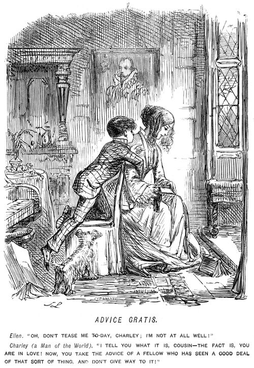 Precocious child offering a young lady advice on love