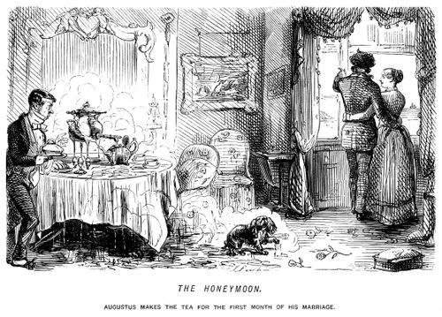 Distracted young couple let hot water overflow