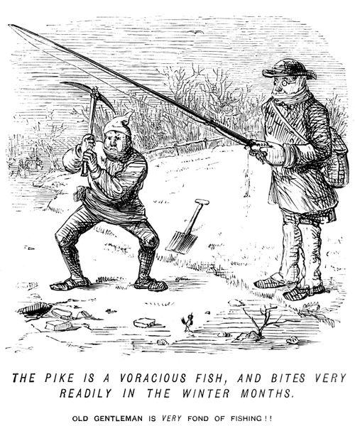 Hacking through ice in order to fish