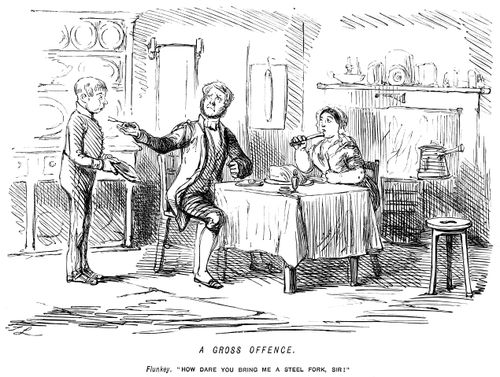 Servant is unsatisfied with a steel fork