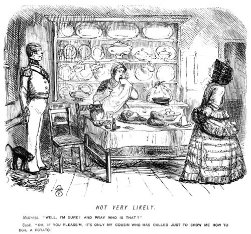 Cook makes an unlikely excuse when mistress finds a man visiting her