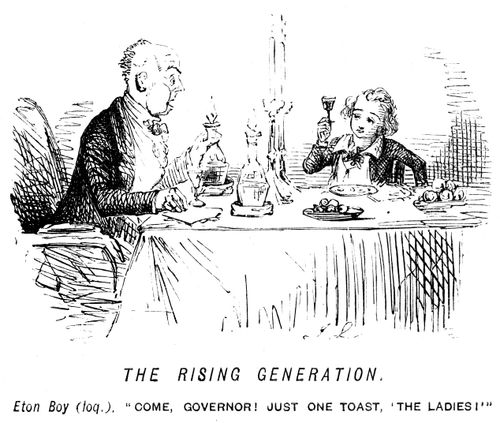 Precocious boy makes a toast to the ladies