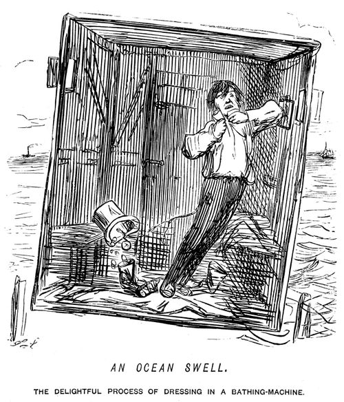 The delightful process of dressing in a bathing-machine