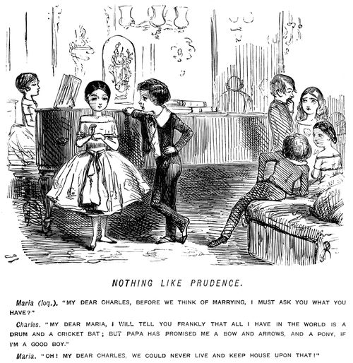 Young girl asking a boy what he owns before they can be married