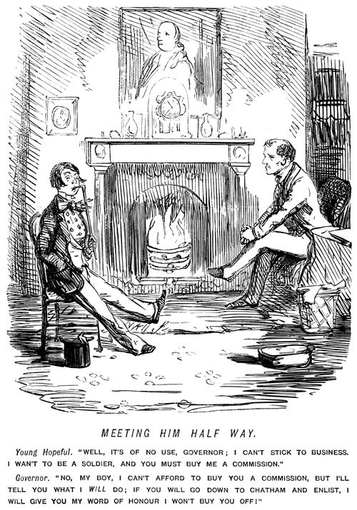 Young man asking his governer to buy him a commission in the army