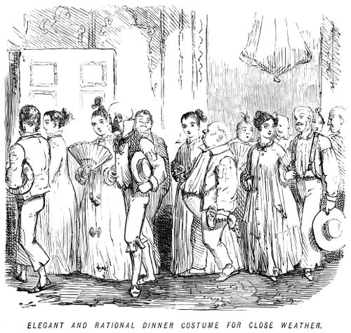 Elegant and rational dinner costume for close weather