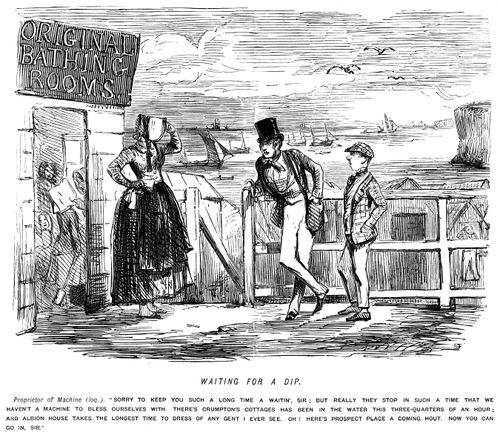 Man waiting to use a bathing machine