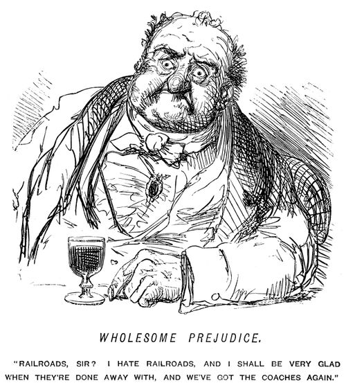 Man expressing a dislike for railroads