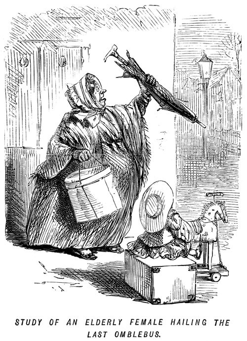 Study of an elderly female hailing the last omblebus.