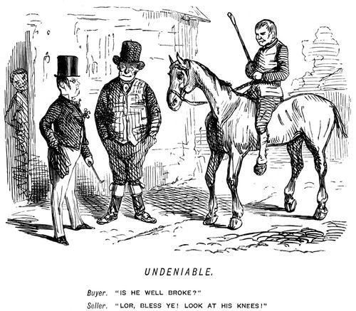 Horse dealer talking to a buyer