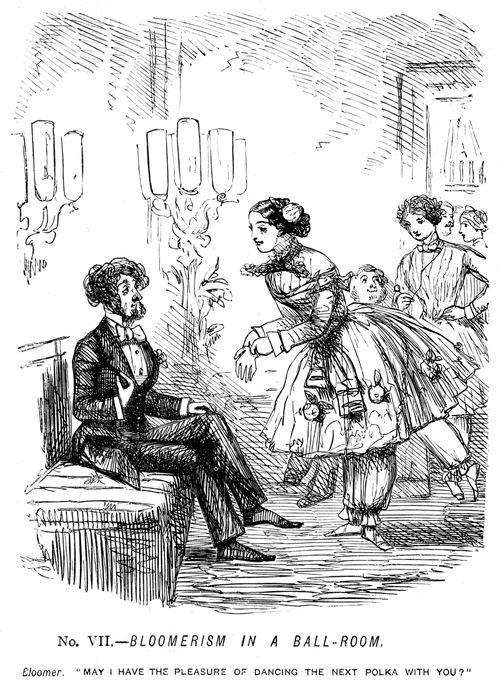 The Ladies of the Creation - Bloomerism. - No. VII. - Bloomerism in a ball-room.