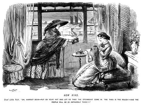 Girl wanting to watch the seasick passengers get off the steamboat.