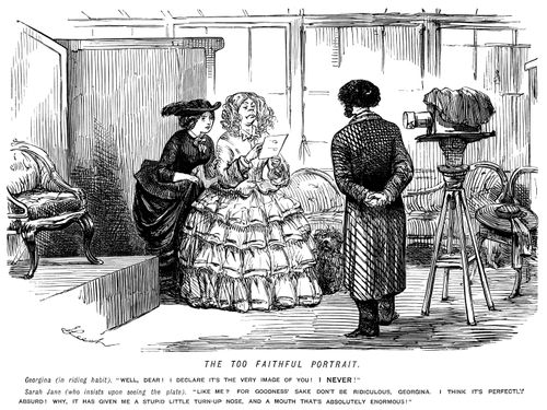 Woman who is disappointed with her appearance in a photograph