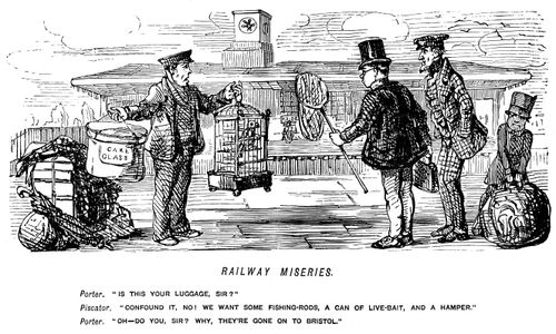 Railway porter discovers that two men's luggage has gone on to Bristol