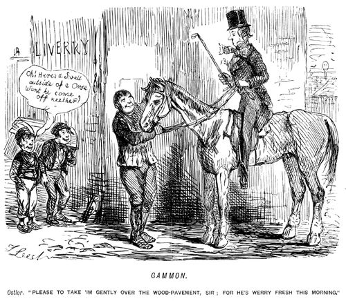 A swell going riding is told to be careful because the horse is very fresh.