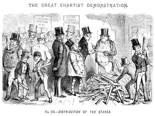 The Great Chartist Demonstration. No. III. - Distribution of the Staves.