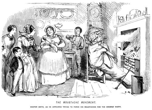 The moustache movement. - Master Smith, as he appeared trying to force his moustaches for the Browns' party.