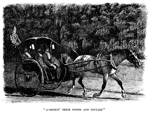Trilby - 'A-smokin' their poipes and cigyars'.