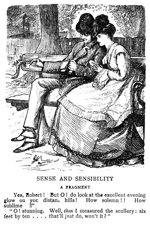 Woman talking romantically whilst man talks about measuring the scullery.