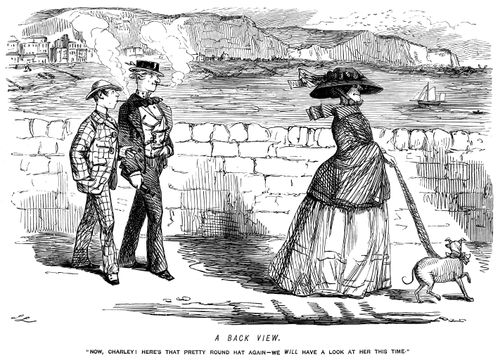 Men see an old lady in a round hat from the back and think she is a pretty young lady.