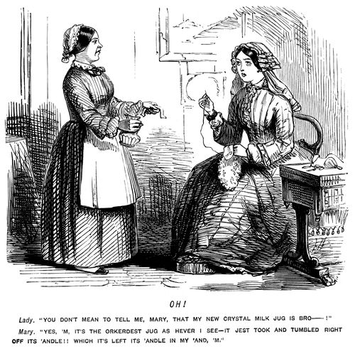 Servant who has broken her mistress' new milk jug