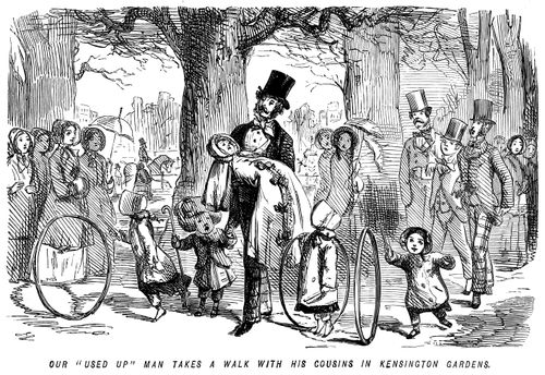 Our 'used up' man takes a walk with his cousins in Kensington Gardens