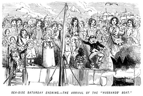 Sea-side Saturday evening. - The arrival of the 'husbands' boat.'