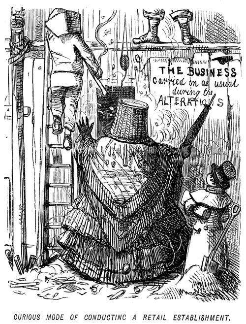 A shop which remains open despite building work being done on the exterior